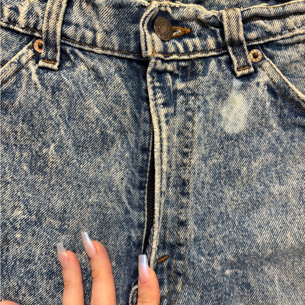 RARE VINTAGE LEVI'S ORANGE TAB Acid Wash High Rise Cutoff Denim Jean Shorts - Picture 14 of 15